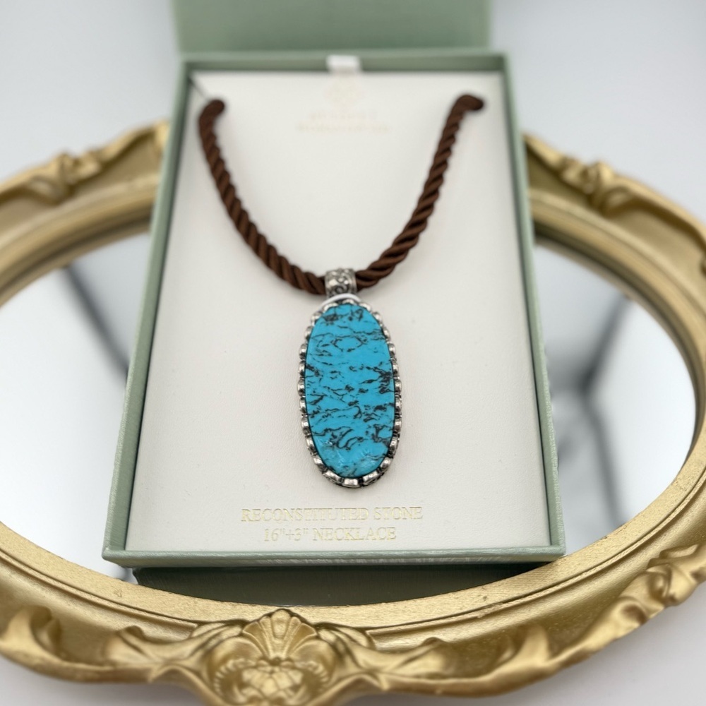 Atterri Turquoise-Style Reconstituted Stone Pendant Necklace –Western Boho Style - Picture 3 of 7